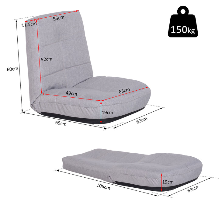 Floor Lazy Sofa Chair 5 - Position Adjustable Recliner 180 Degree Swivel Legless Linen Seater Thick Padding High Density Comfort Reclining