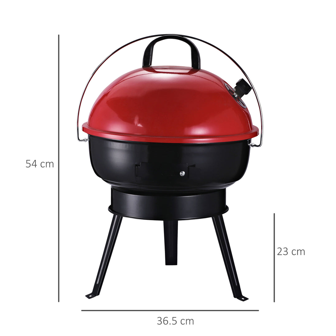 Charcoal BBQ Charcoal Grill Metal Portable Tripod Grill Black Red