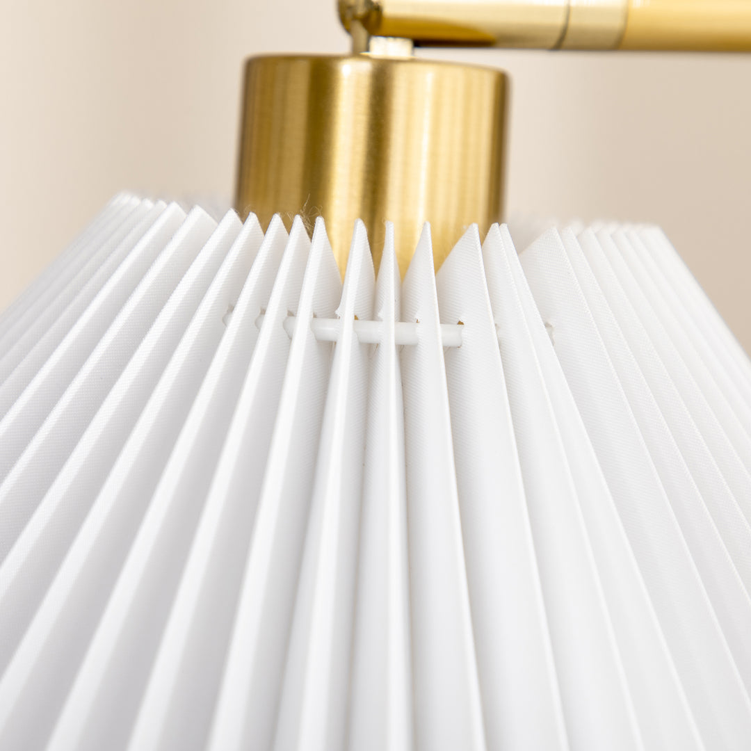 Floor Lamps for Living Room Bedroom with Adjustable Pleated Lampshade, Modern Standing Lamp, 55x37x162cm, White