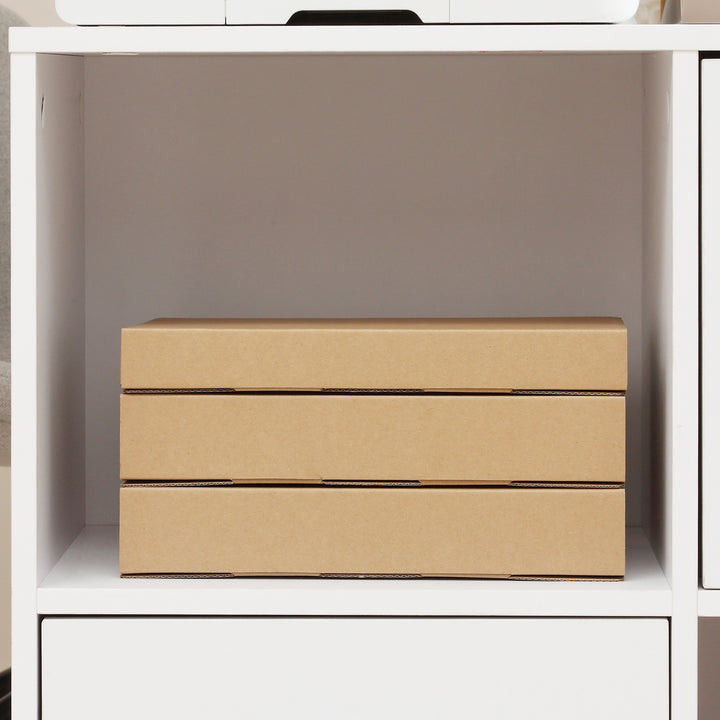 Vinsetto Printer Stand with Wheels, Mobile Printer Table with Open Shelves, Drawers and Enclosed Compartment for Home Office, White