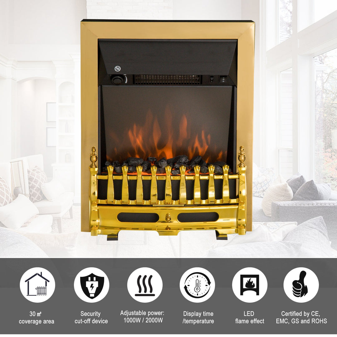 HOMCOM LED Flame Electric Fire Place-Golden