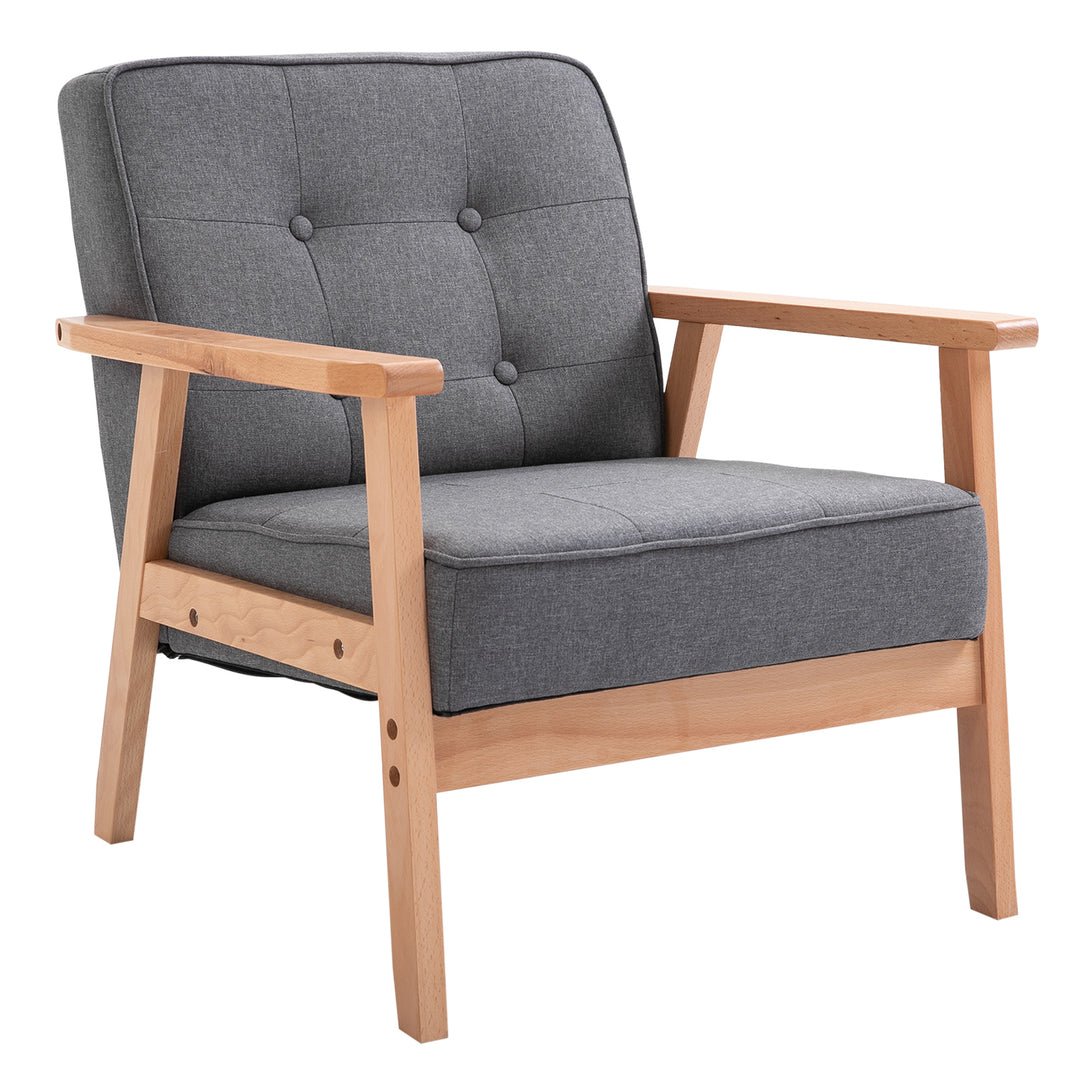 HOMCOM Reception Retro Accent Chair Beech Wood Frame Armchair Occasional Living Room Reception Bedroom Balcony Conservatory Padded