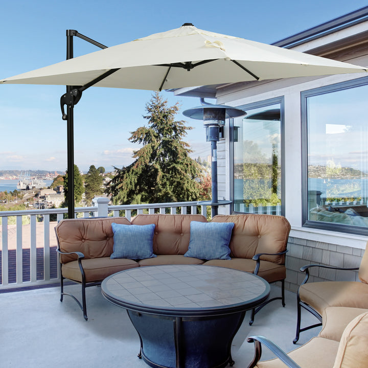 2.5 x 2.5m Cantilever Paraso Patio Offset l Umbrella Hanging Sun Shade Canopy Shelter 360¡ Rotation with Cross Base - Red