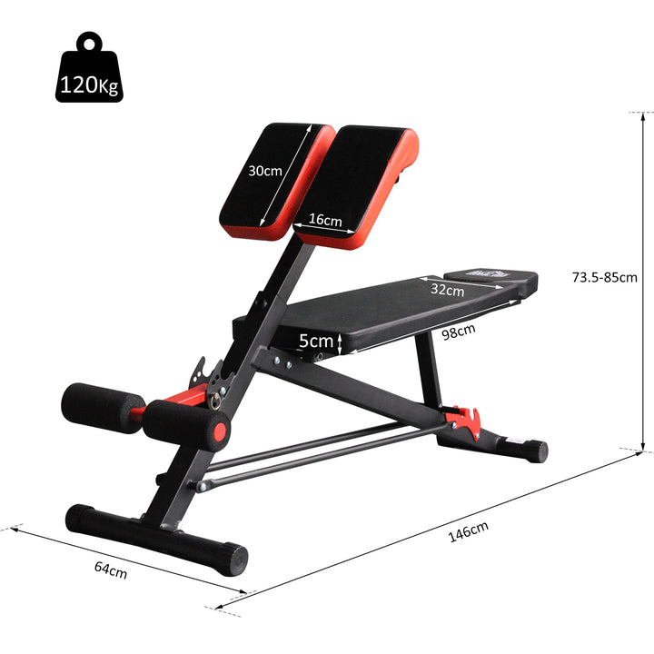 HOMCOM Multifunctional Hyper Dumbbell Bench Indoor Fitness Machine Weights Work Out Ab Sit Up Decline Flat Sit up