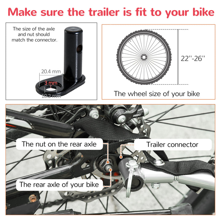 Bike Trailer 2-Seater for Bicycle Baby Child Carrier in Steel Frame (Black and Red)