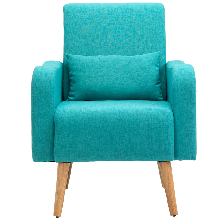 HOMCOM Accent Chair, Linen-Touch Armchair, Upholstered Leisure Lounge Sofa, Club Chair with Wooden Frame, Teal