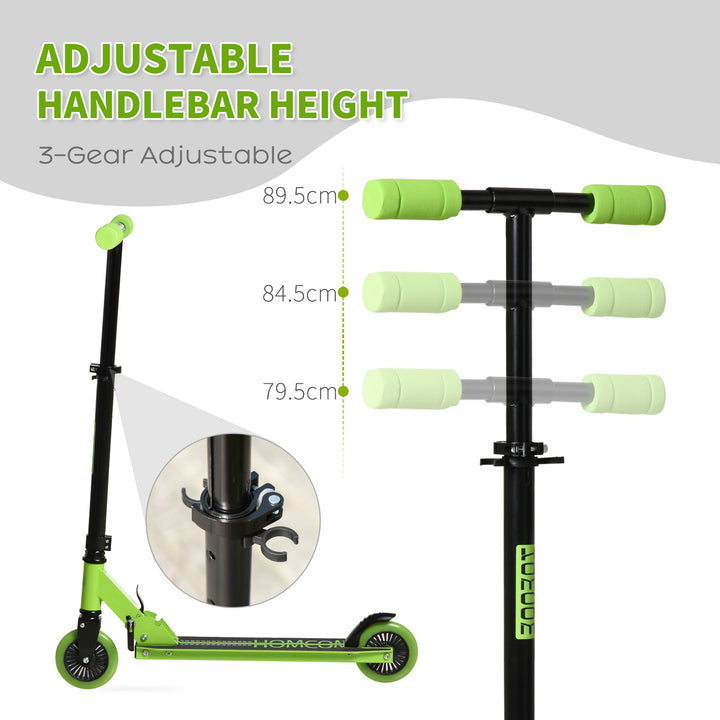 Scooter for Kids Toddler Foldable Kick Scooter with Adjustable Height Brake for Boys and Girls 3-8 Years Aluminium Green