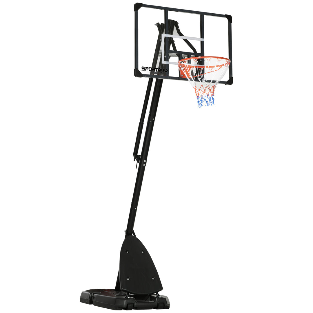 Height Adjustable Basketball Hoop and Stand with Sturdy Backboard and Weighted Base, Portable on Wheels, 2.4-2.9m