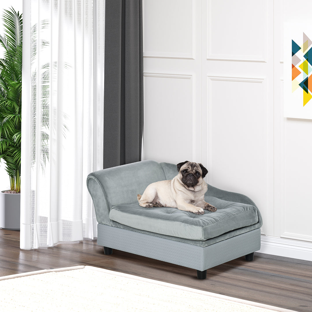 Pet Sofa Chair, with Storage, Cushion, for Small Dogs, Cats - Light Blue