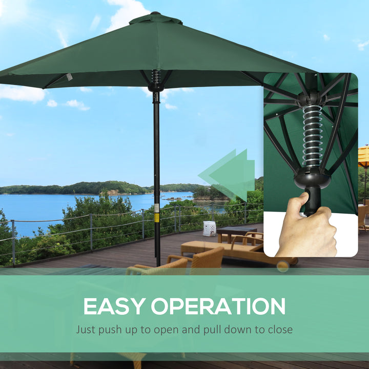 Garden Parasol Umbrella, Outdoor Market Table Umbrella Sun Shade Canopy with 8 Ribs, Green