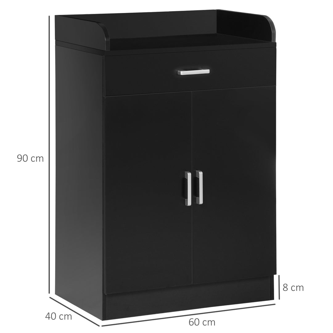 Modern Storage Cabinet, Small Floor Cupboard with Drawer and Adjustable Shelf for Kitchen, Living Room, Bedroom, Hallway, Black