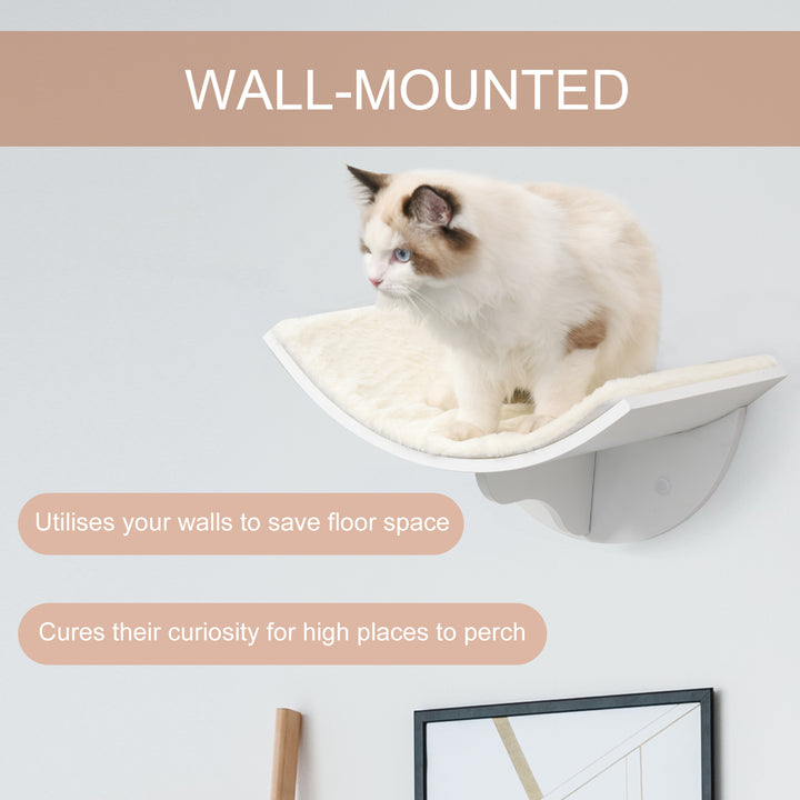 PawHut Wood Cat Shelves Wall-Mounted Shelter Curved Kitten Bed Cat Perch Climber Cat Furniture
