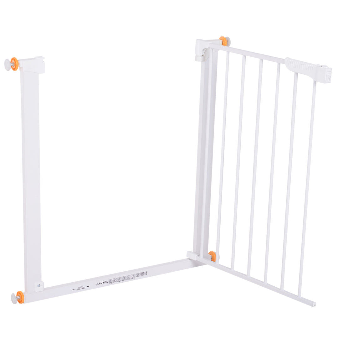Pet Safety Barrier Gate W/ Iron tube, 74.9H x 73-80W cm-White