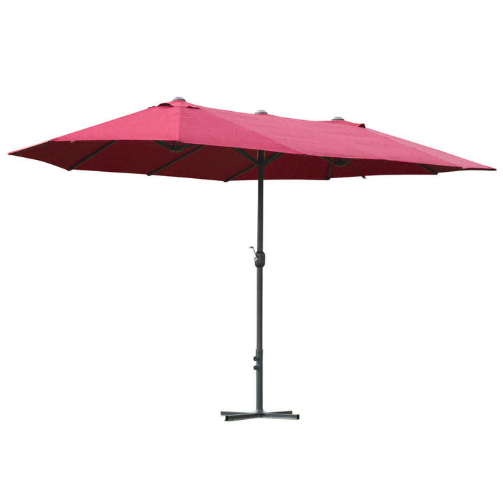 Outsunny 4.6m Garden Parasol Double-Sided Sun Umbrella Patio Market Shelter Canopy Shade Outdoor Wine Red