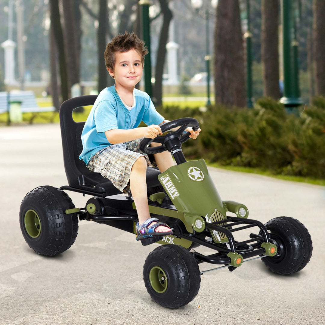Kids Adjustable Seat PP Pedal Go-Kart Green