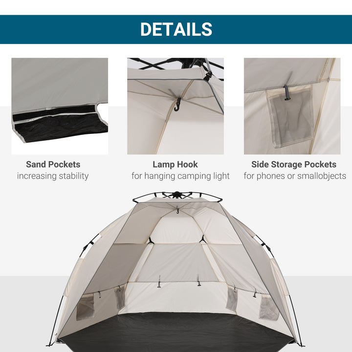 Pop-Up Beach Tent with Floor Mesh and Carry Bag