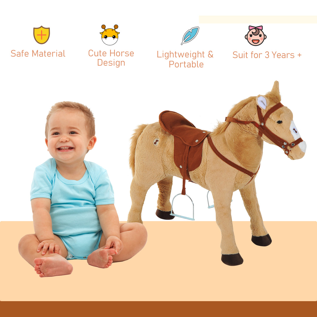 Childrens Plush Rocking Pony W/Sound-Beige