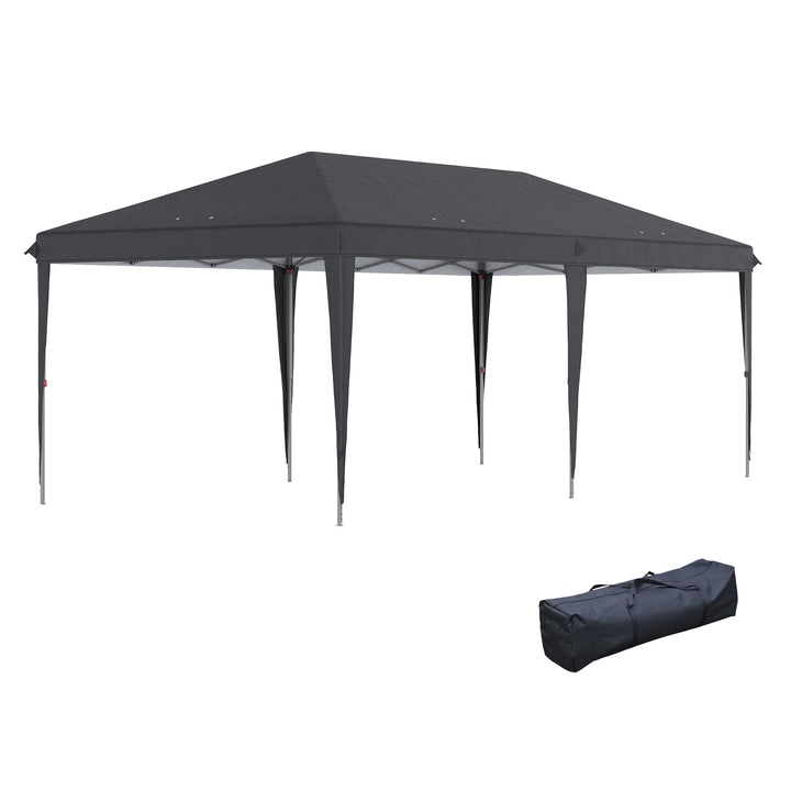 3 x 6 m Pop Up Gazebo, Foldable Canopy Tent, Height Adjustable Wedding Awning Canopy w/ Carrying Bag, Black