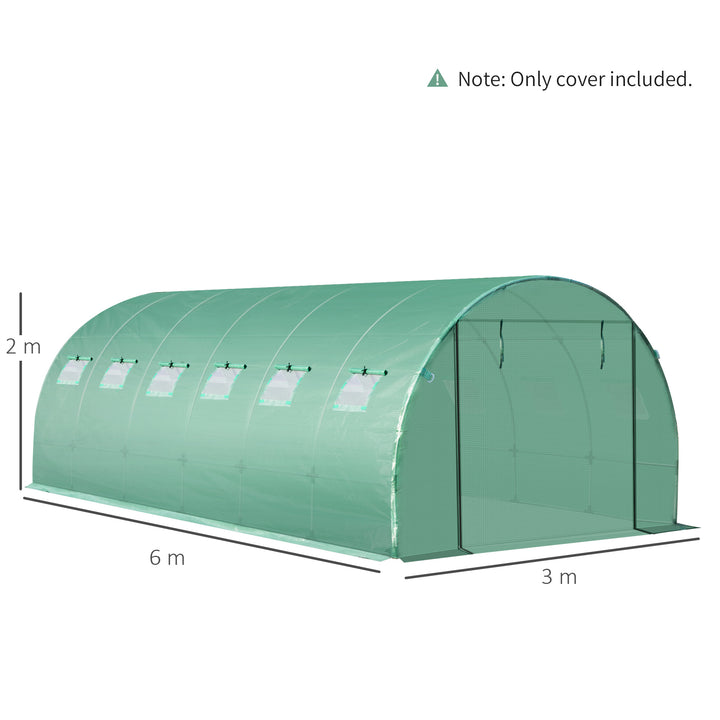 Outsunny 6 x 3 x 2m Greenhouse Replacement Cover ONLY Winter Garden Plant PE Cover for Tunnel Walk-in Greenhouse with Roll-up Windows