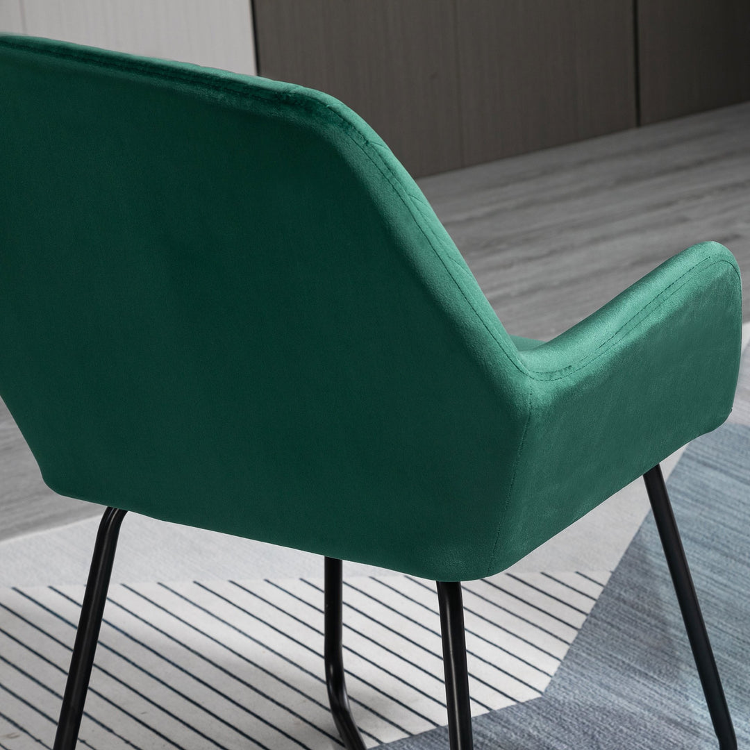 HOMCOM Modern Accent Chair Velvet-Touch Fabric Upholstered Lounge Armchair with Metal Base, Green