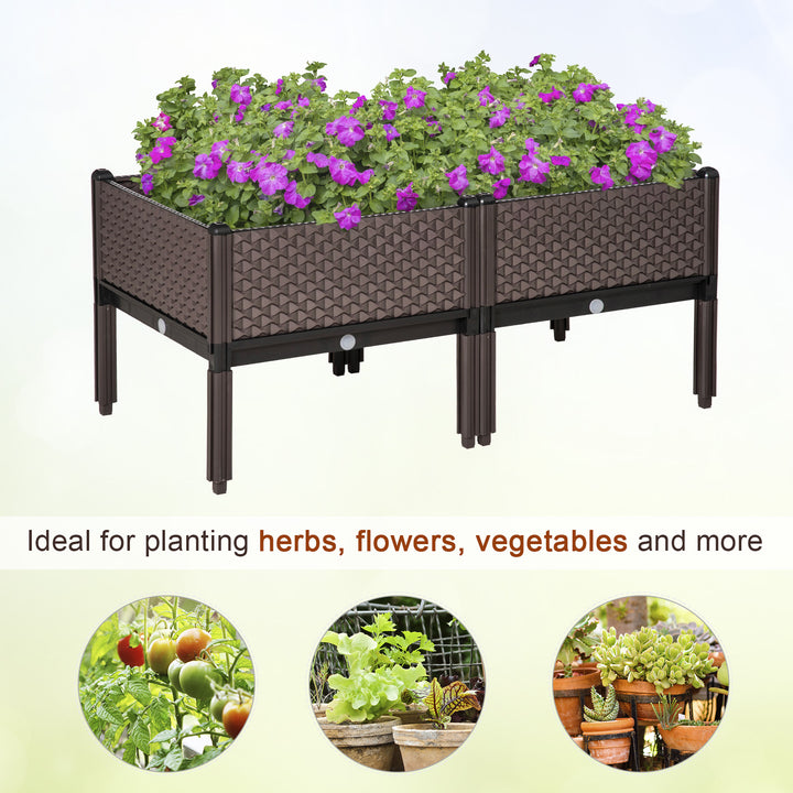 50cm x 50cm x 46.5cm Set of 2 Garden Raised Bed, Elevated Planter Box, Flower Vegetables Planting Container with Self-Watering Design