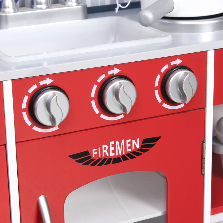 Kids Kitchen Set 2 in 1 Multifuction Kitchen Set Doll House Large Play Kitchen with Realistic Function Pretend Cooking Set Red