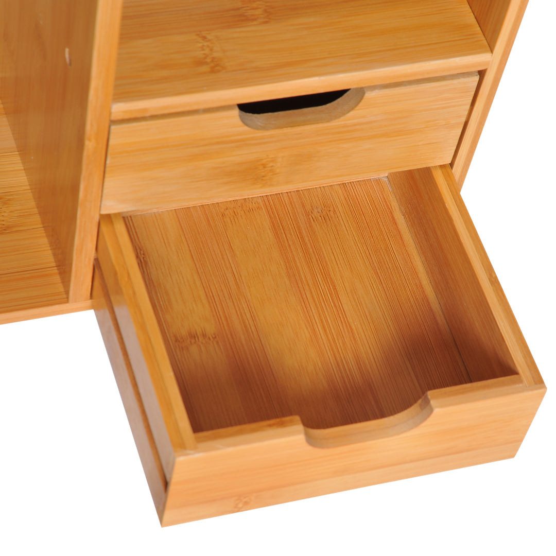 Desk Organiser Bookshelf Storage 2 Drawers 2-way Reversed Use Bamboo