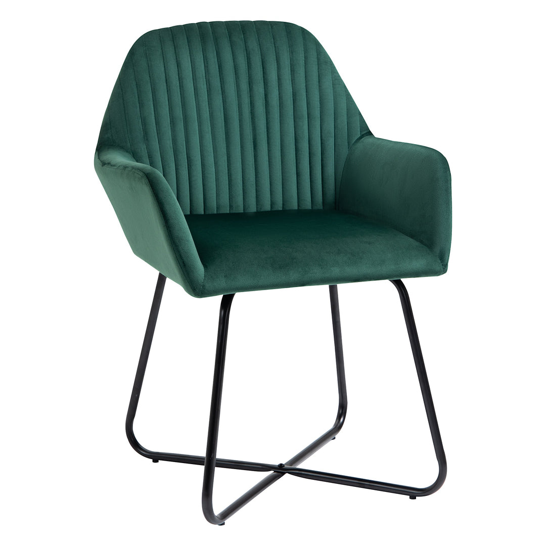 HOMCOM Modern Accent Chair Velvet-Touch Fabric Upholstered Lounge Armchair with Metal Base, Green