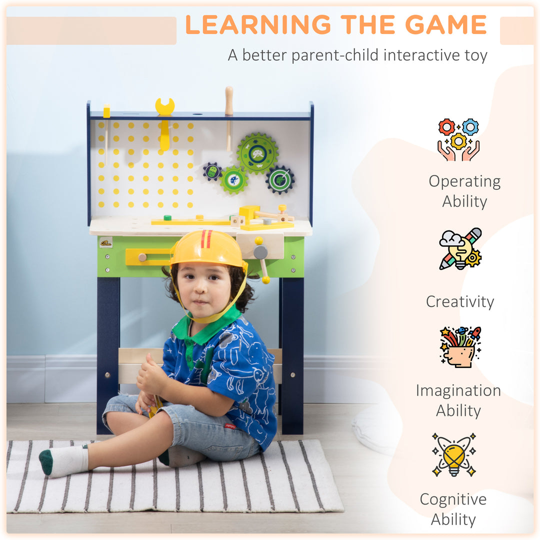 27 Pieces Tool Bench Toy, Kids Workbench with Wooden Tool Kits, Educational Tool Pretend Play Gift for Boys or Girls Aged 3-6 Years Old cm