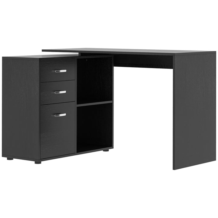 Computer Desk Table Workstation Home Office L Shape Drawer Shelf File Cabinet Black