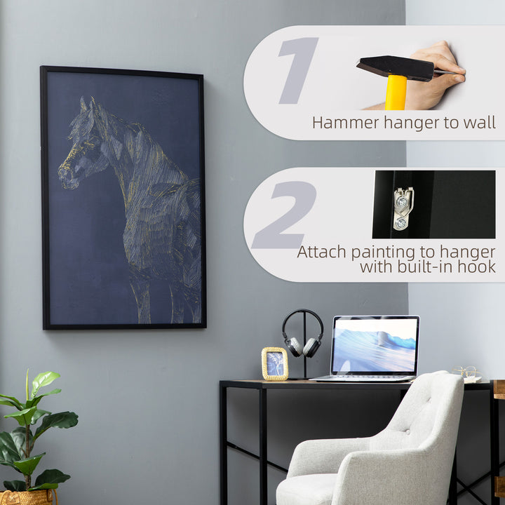 Canvas Wall Art Gold Textured Horse, Wall Picture, 93 x 63 cm
