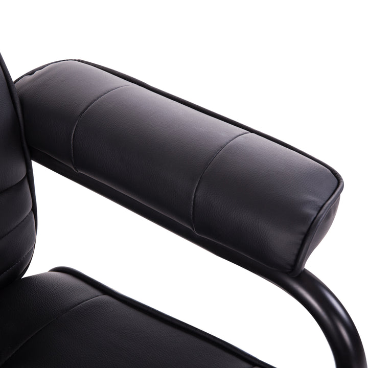 Manual Sofa Reclining Armchair PU Leather Massage Recliner Chair and Ottoman, Black
