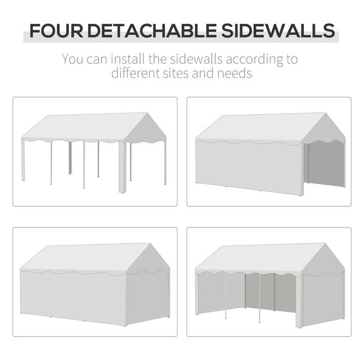 Outsunny 6 x 3 m Gazebo Canopy Party Tent with 4 Removable Side Walls and Windows for Outdoor Event, White