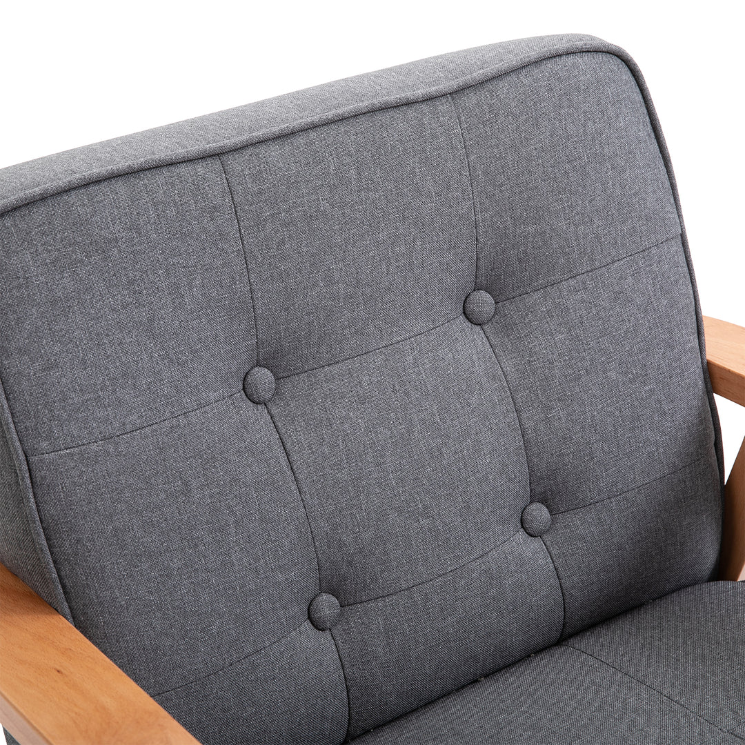 HOMCOM Reception Retro Accent Chair Beech Wood Frame Armchair Occasional Living Room Reception Bedroom Balcony Conservatory Padded