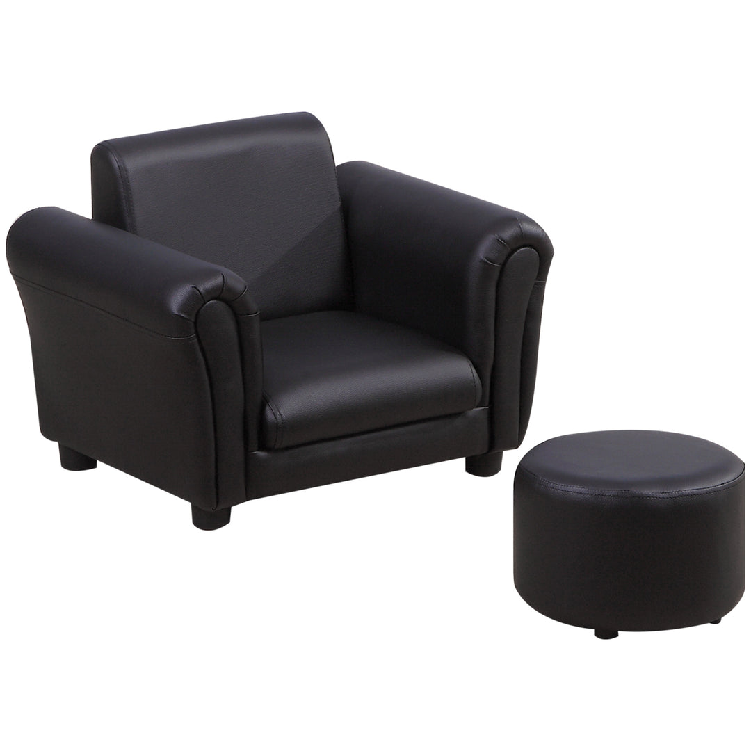 Children Armchair with Footstool-Black