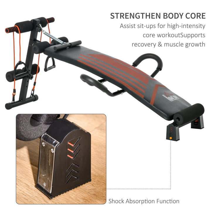 HOMCOM Multifunctional Sit Up Bench Adjustable Utility Board Ab Exercise Workout Fitness with Headrest for Home, Office and Gym, Black