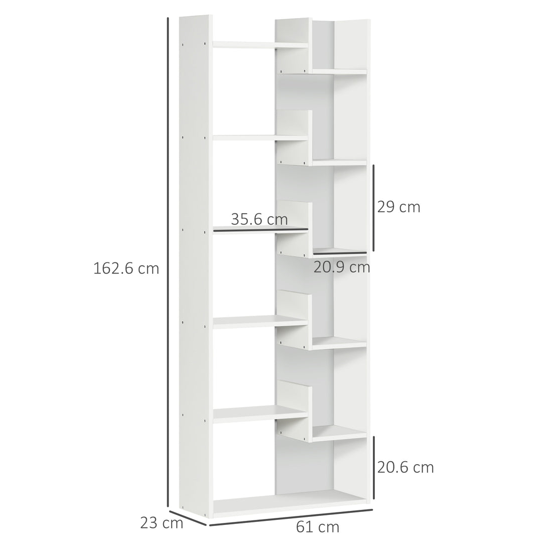6-Tier Bookshelf, Modern Bookcase with 11 Open Shelves, Freestanding Decorative Storage Shelving for Home Office and Study, White