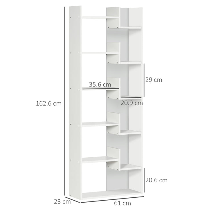6-Tier Bookshelf, Modern Bookcase with 11 Open Shelves, Freestanding Decorative Storage Shelving for Home Office and Study, White