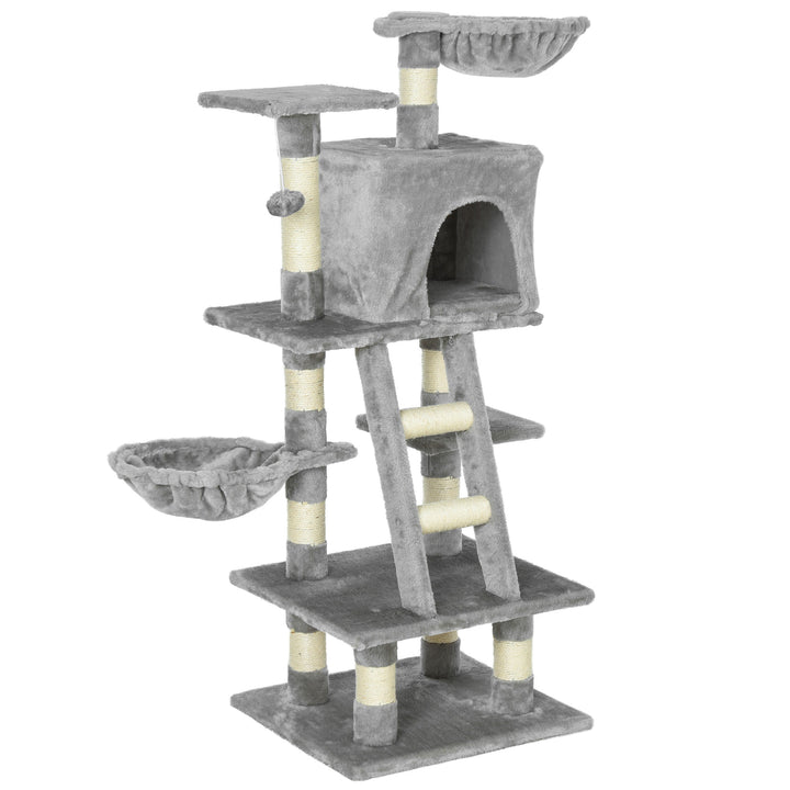 Plush Cat Tree with Sisal Scratching Post - Light Gray