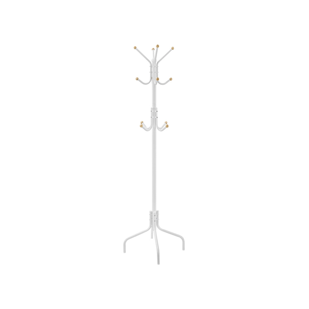 Coat Stand, Metal Coat Rack with 12 Hooks For Jackets-White