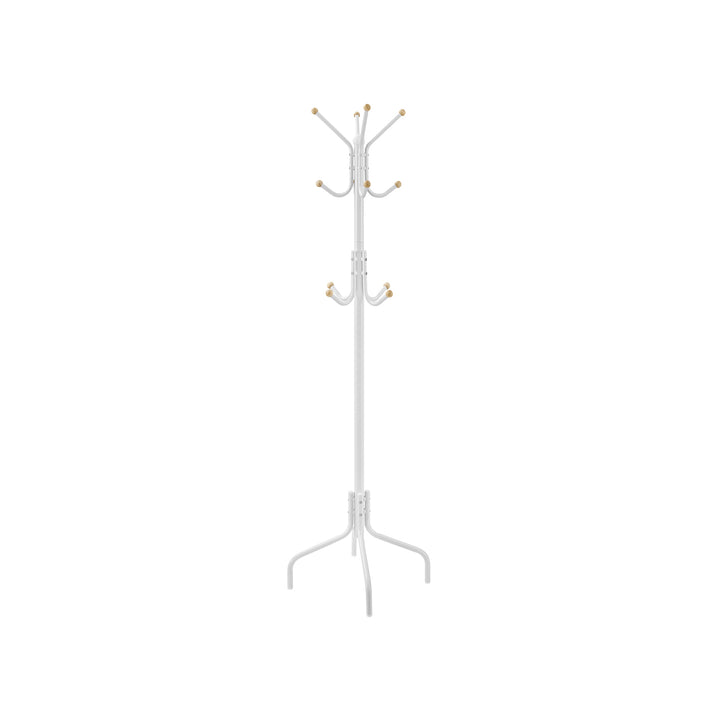 Coat Stand, Metal Coat Rack with 12 Hooks For Jackets-White