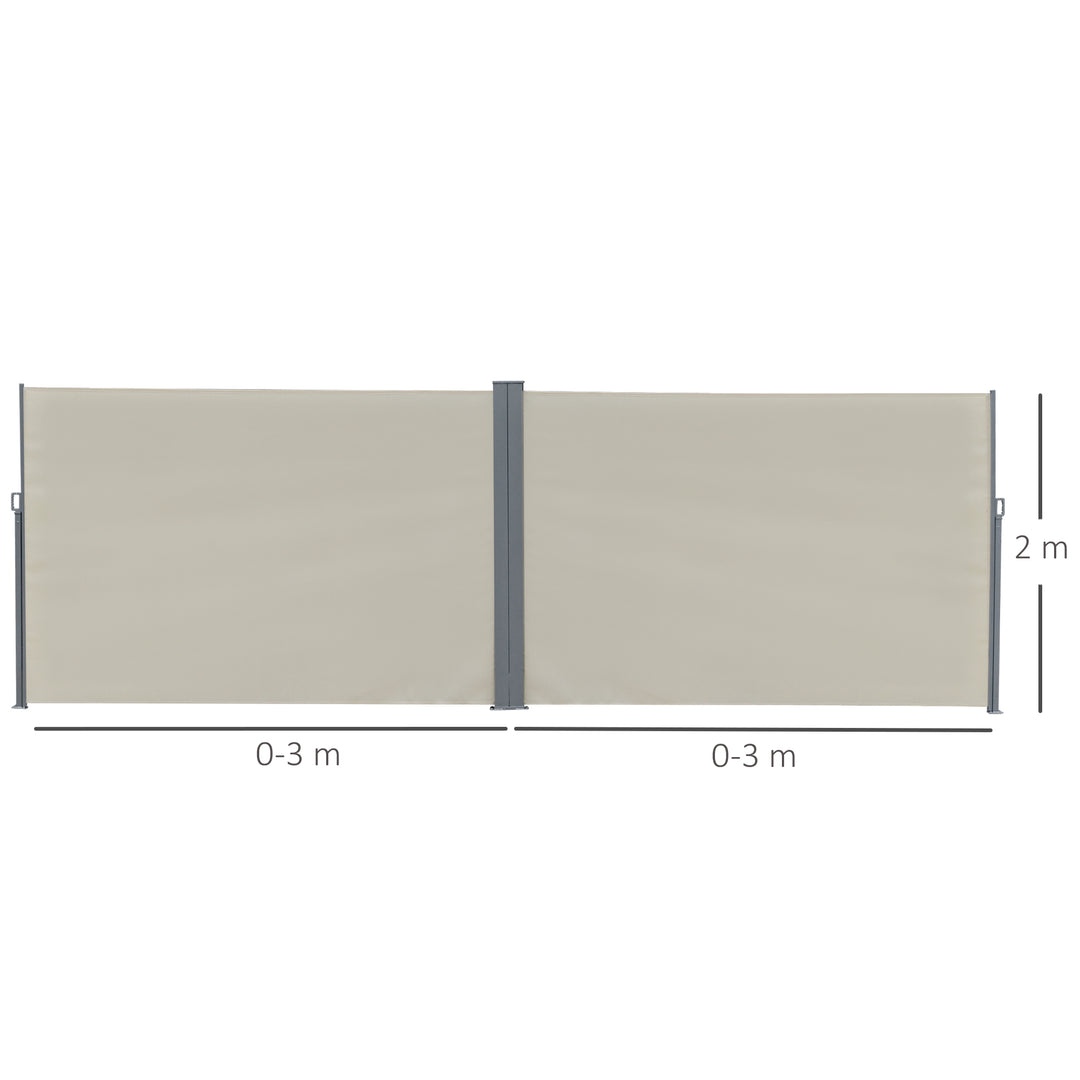Patio Retractable Double Side Awning, Folding Privacy Screen Fence, Privacy Wall Corner Sun Shade Wind Screen Room Divider-Cream White