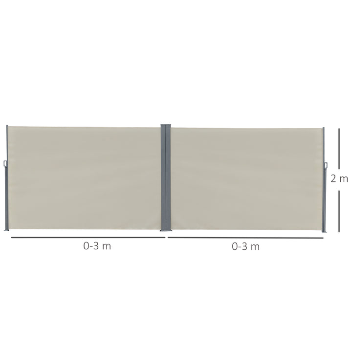 Patio Retractable Double Side Awning, Folding Privacy Screen Fence, Privacy Wall Corner Sun Shade Wind Screen Room Divider-Cream White