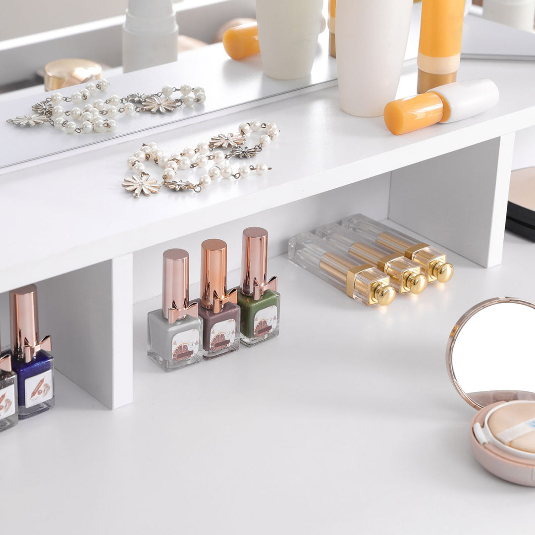 Dressing Table with Tri-Fold Mirror