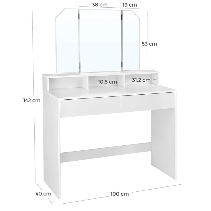 Dressing Table with Tri-Fold Mirror