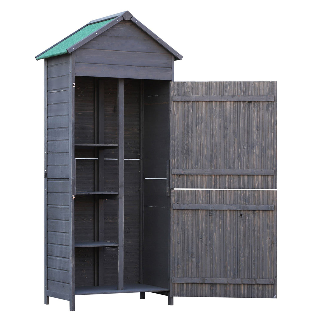 Fir Wood Outdoor Garden Utility Shed Grey