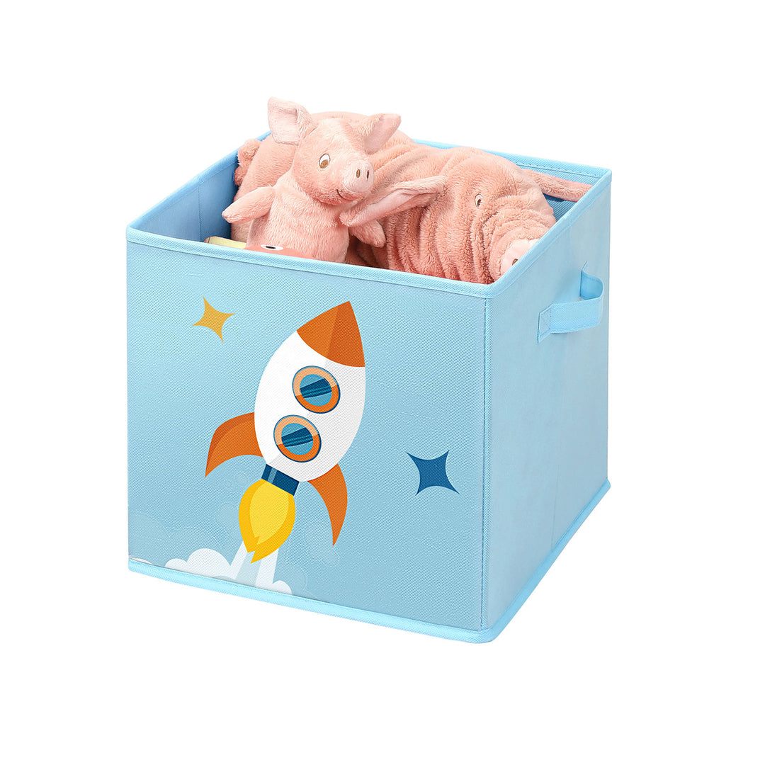 Set of 3 Blue Fabric Cube Storage Bins