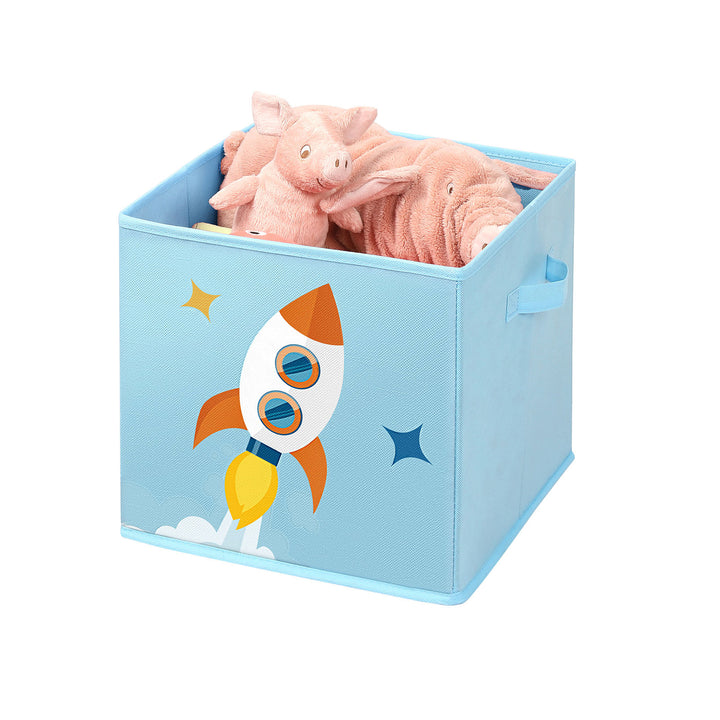 Set of 3 Blue Fabric Cube Storage Bins