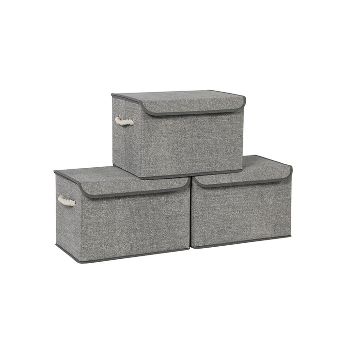 Set of 3 Fabric Storage Boxes with Lid