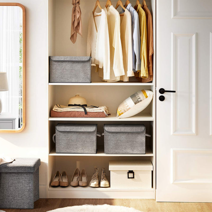 Set of 3 Fabric Storage Boxes with Lid